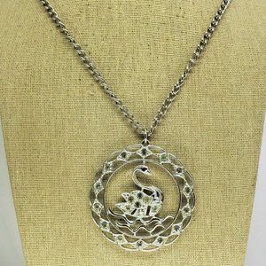 Sarah Coventry Swan Lake Pendant Necklace Vintage Costume Jewelry Blue Eye